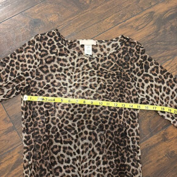 Y2K Paradiso size Medium Made in USA Vintage Cheetah Print Sheer Tunic Dress Top - Picture 6 of 8